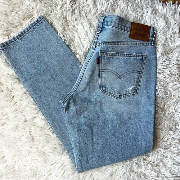 Levi's Middy Straight Leg Distressed Blue Jeans 29 - Picture 9 of 10